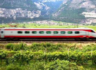 High speed train in Italy. Travelling in Italy by train.