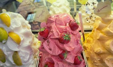 Italian Gelato. Lemon Gelato. Strawberry Gelato. Banana Gelato.