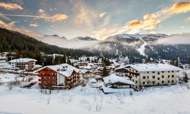 Italian Skiing on the Alps. Ski resort in Northern Italy. 